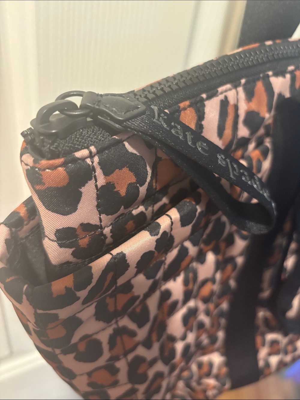 kate spade Leopard Quilted Tote with Black Straps - Picture 3 of 7